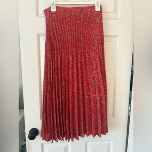 Red Floral Midi Skirt